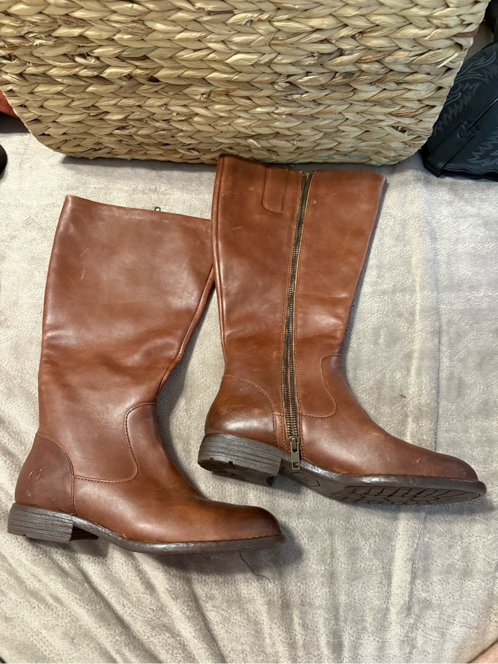 Born Tall Leather Riding Boots in Brown
